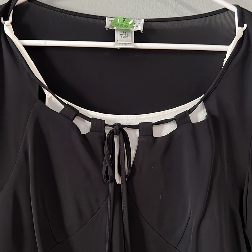 Talbots Black tie-front long sleeve top